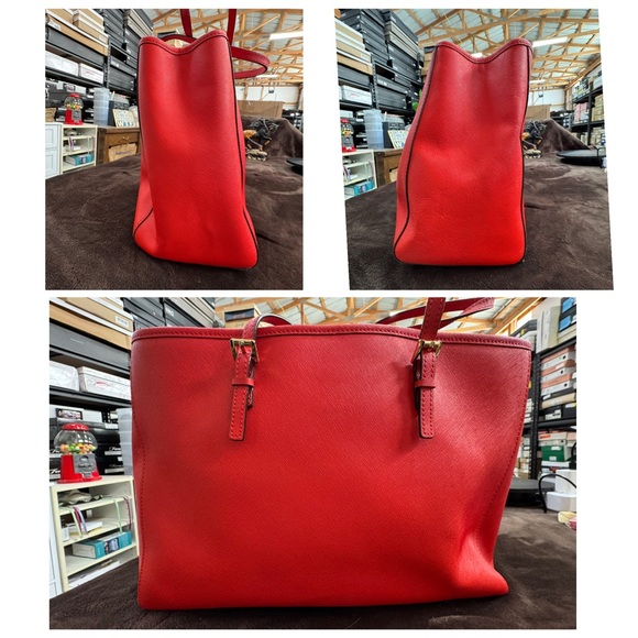 Michael Kors Vibrant Red Tote with Gold Accents EUC - Picture 5 of 11